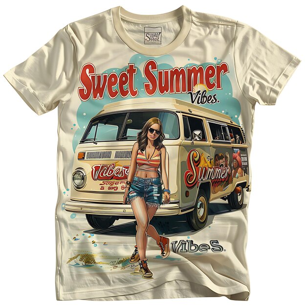 Vintage Vibes maakt tijdloze retro zomer T-shirt vectorillustraties