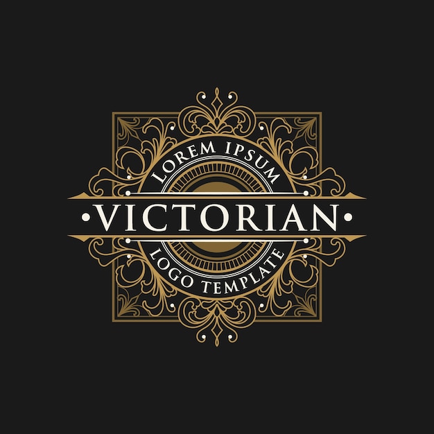 Logo vintage vittoriano e modello di etichetta