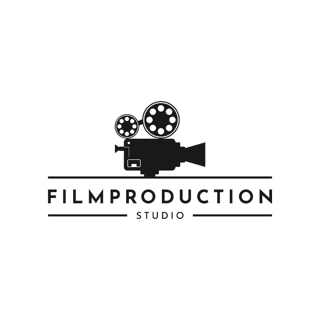 Vintage video camera film for movie cinema production studio logo design