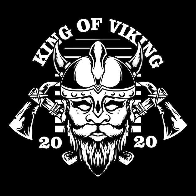 Vintage viking head illustratiom isolated on black background