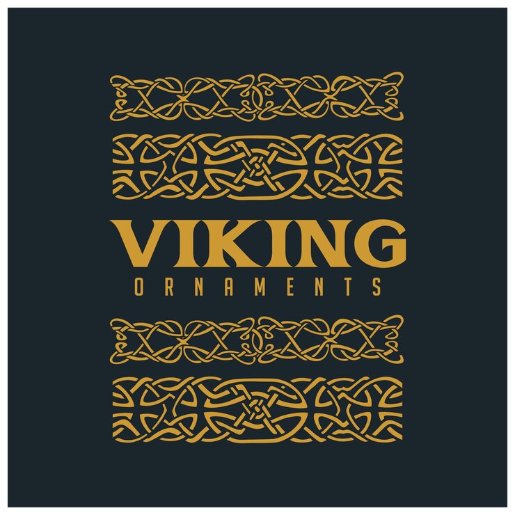 Vector vintage viking line art ornament
