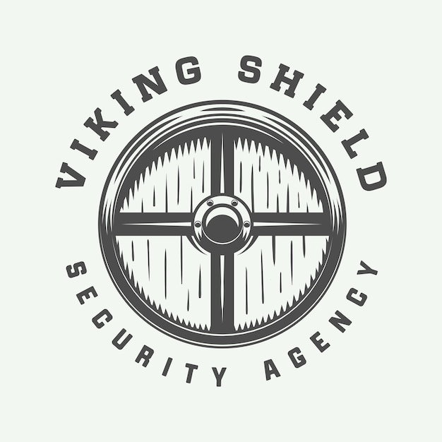 Vintage vikings shield can be used as logo emblem badge or print vector illustration