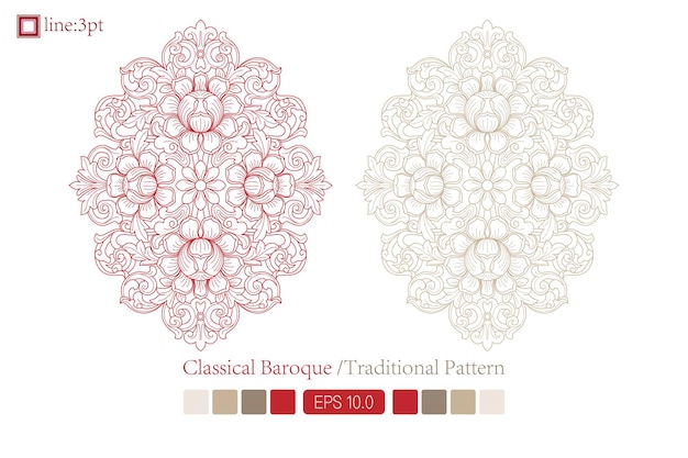 Vintage vine flower pattern Simple luxury exquisite abstract spiral art curve vector pattern