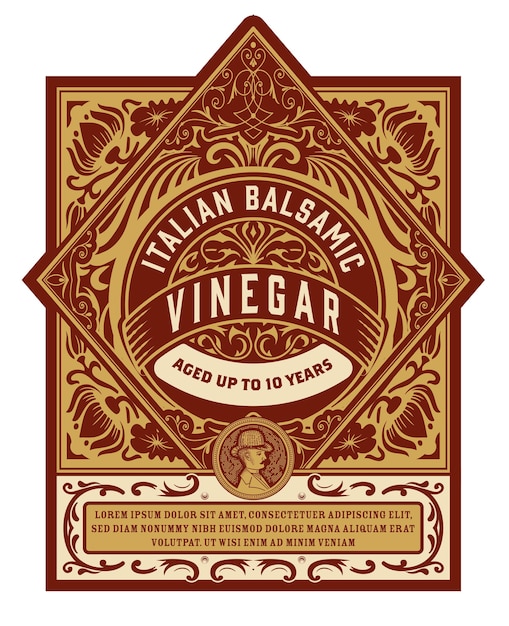 Vintage vinegar label frame