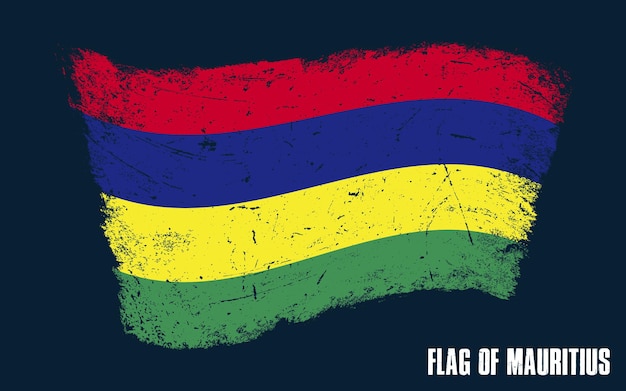 Vintage vlag van Mauritius Grunge-effect met penseelstreek