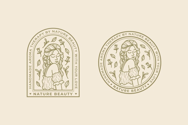 Vector vintage vrouwen natuur schoonheid logo sjabloon