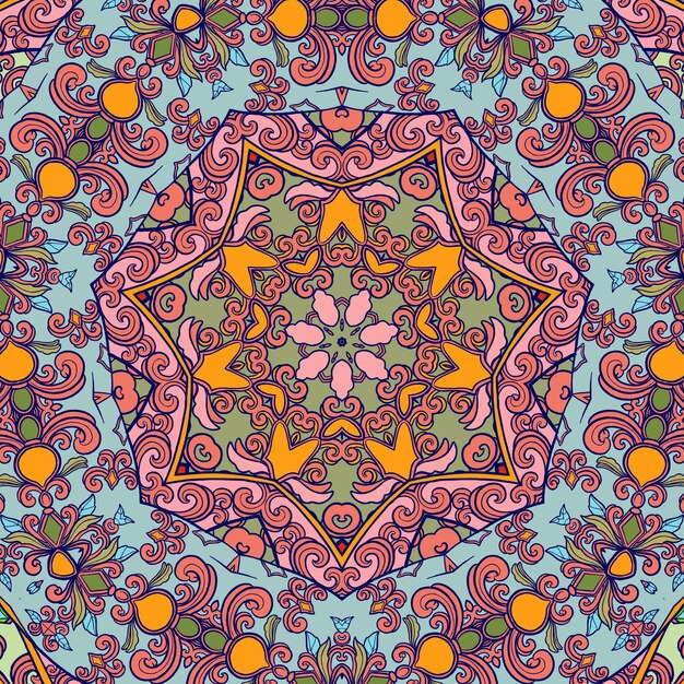 Carta da parati vintage dettagliata e bella mandala motivo astratto illustrazione vettoriale premium