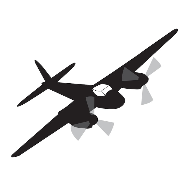 Vector vintage war plane with propeller silhouette vector design