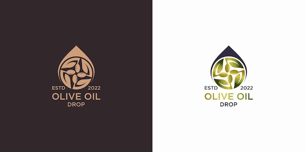 Vintage water drop oil olive logo
