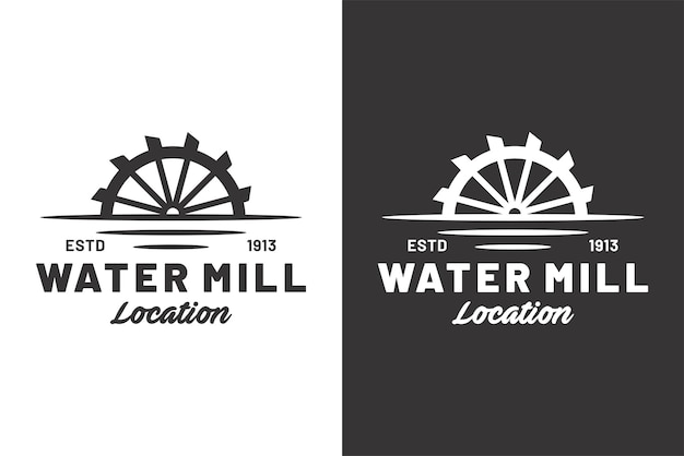 Vintage water mill logo template