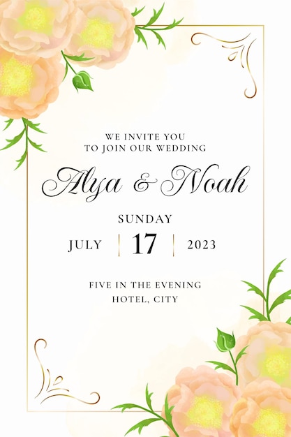 Vintage watercolor floral invitation wedding