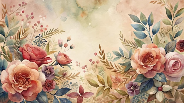 Vintage watercolor flower background