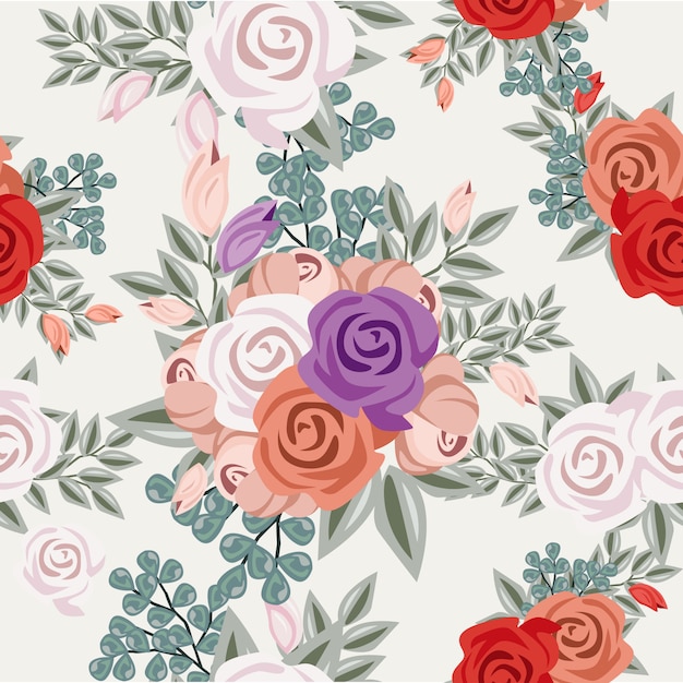 Vintage watercolor flower ornament seamless pattern