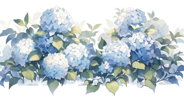 Vintage Watercolor Hydrangea Pattern on White Background