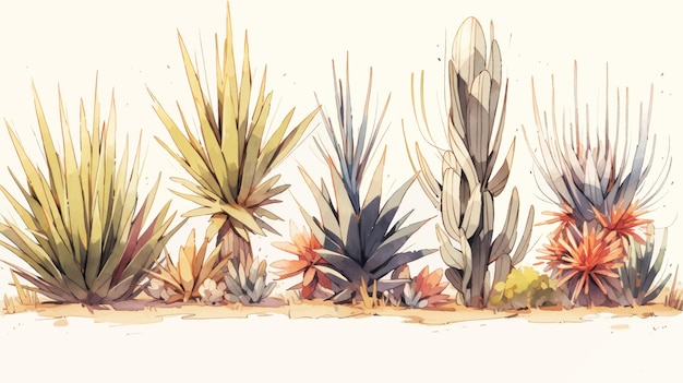 Vector vintage waterverf yucca illustratie