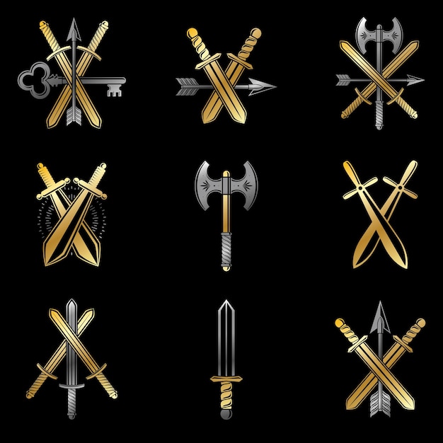 heraldic crossed swords 12304938 Vector Art at Vecteezy