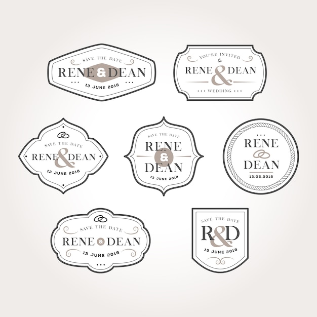 Vector vintage wedding badges