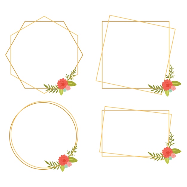 Vintage wedding geometric floral frames collections