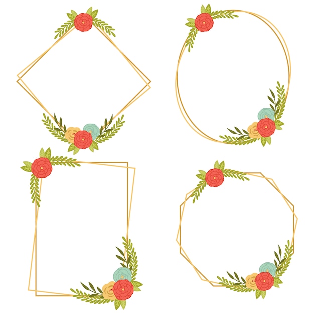 Vintage wedding geometric floral frames collections