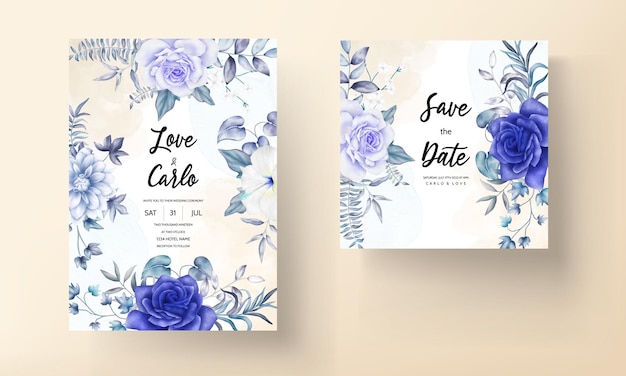美しい水彩画の花のヴィンテージの結婚式の招待カード