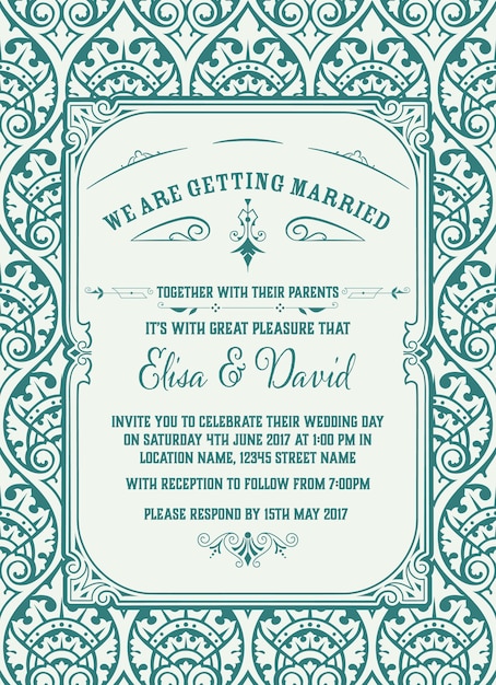 Vector vintage wedding invitation. save the date.