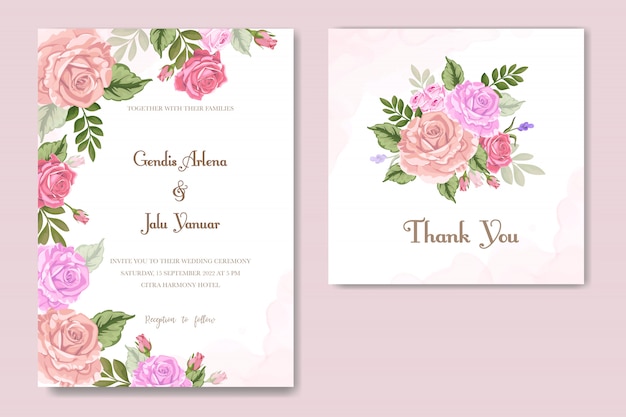 Vintage wedding invitation with floral ornament