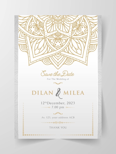 Vector vintage wedding invitation with mandala