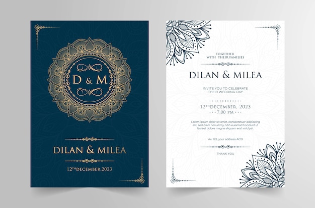 vintage wedding invitation with mandala