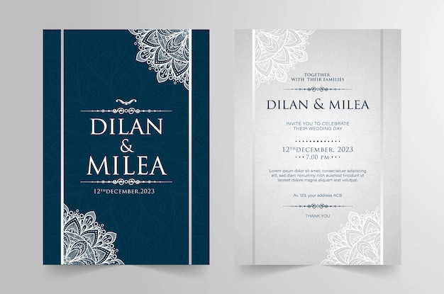 Vector vintage wedding invitation with mandala