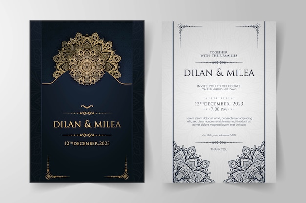 Vintage wedding invitation with mandala