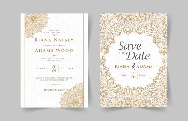 Vector vintage wedding invitation with mandala