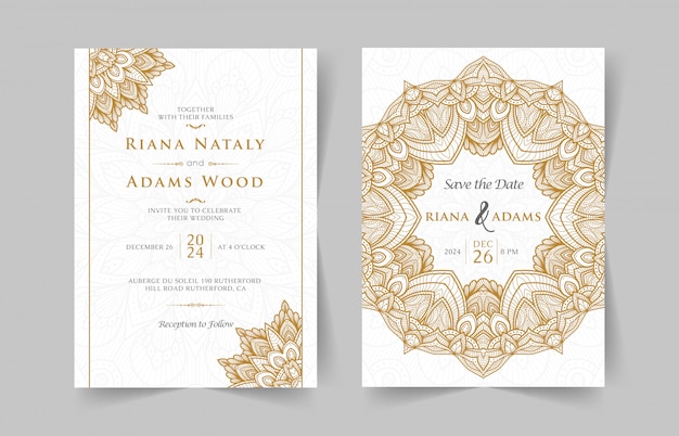 Vector vintage wedding invitation with mandala