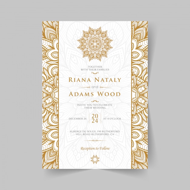 Vector vintage wedding invitation with mandala