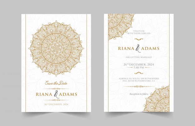 Vector vintage wedding invitation with mandala