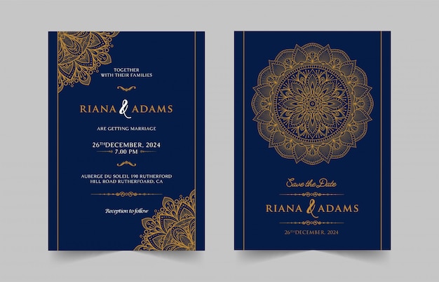vintage wedding invitation with mandala