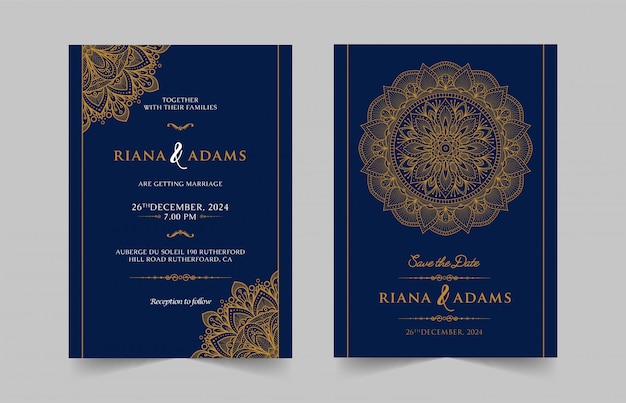 Vector vintage wedding invitation with mandala