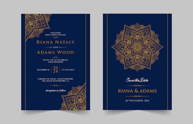 vintage wedding invitation with mandala
