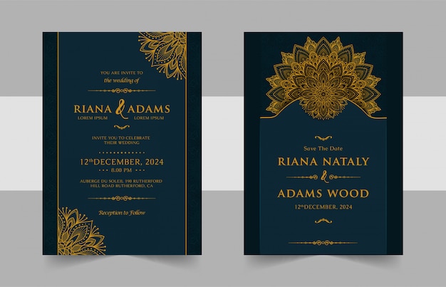 Vintage wedding invitation with mandala