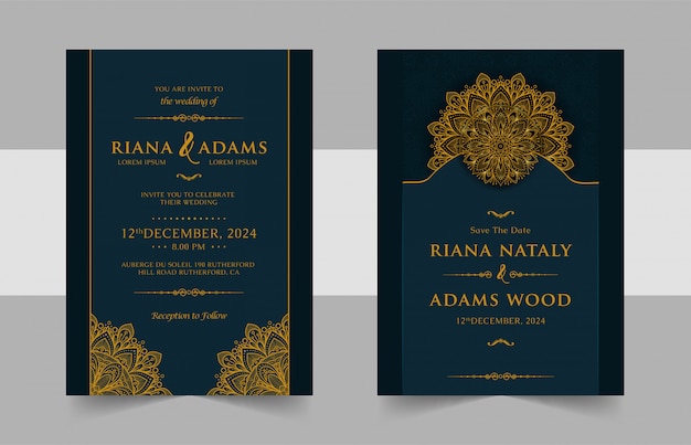vintage wedding invitation with mandala