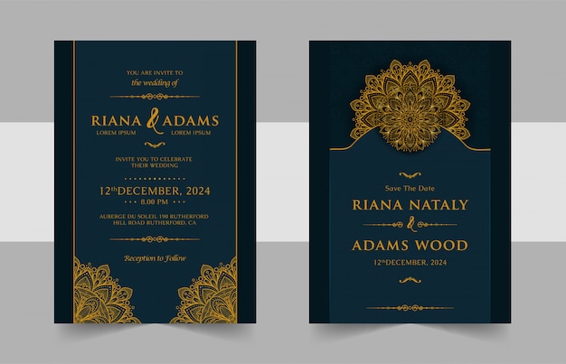 Vintage wedding invitation with mandala