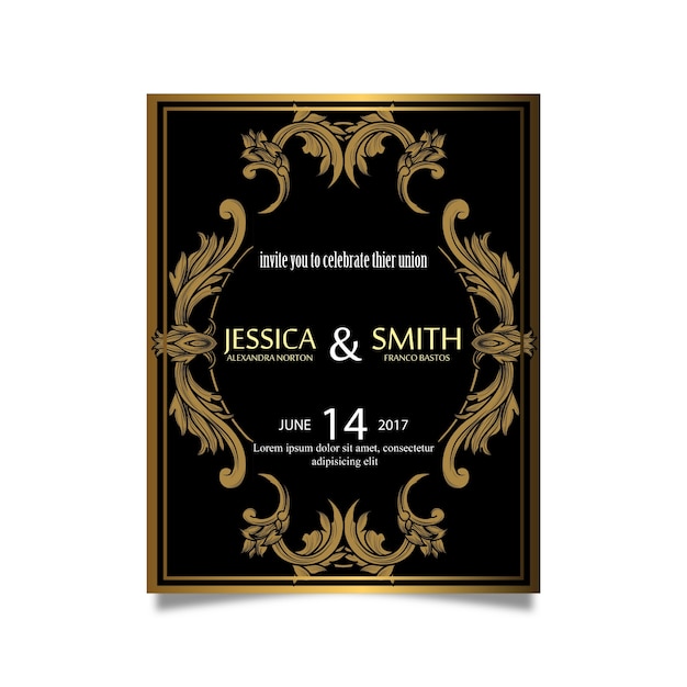 Vector vintage wedding invitation