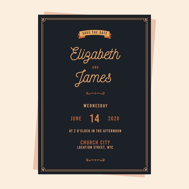 Vector vintage wedding invitation