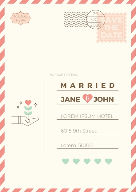 Vector vintage wedding invitation