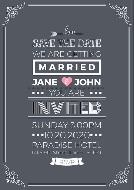 Vintage wedding invitation