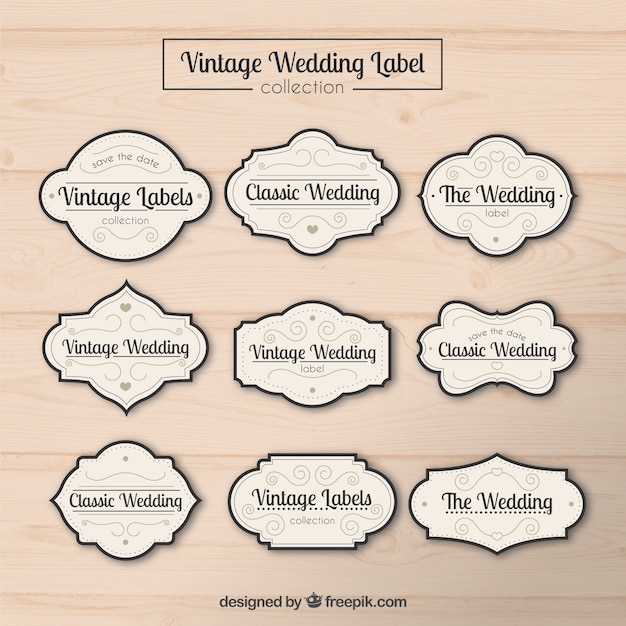 Vintage wedding labels collection