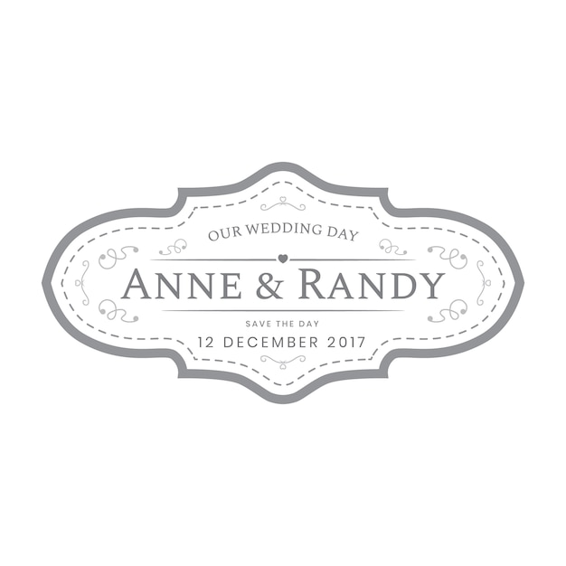 Vector vintage wedding labels template in white color