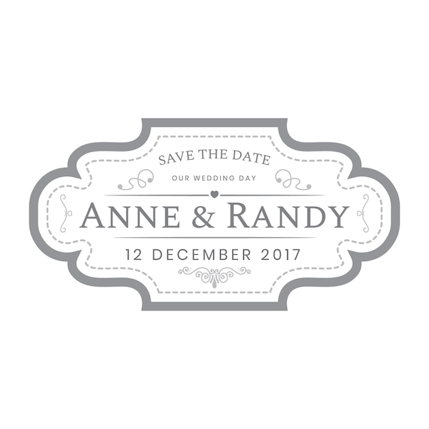 Vector vintage wedding labels template in white color