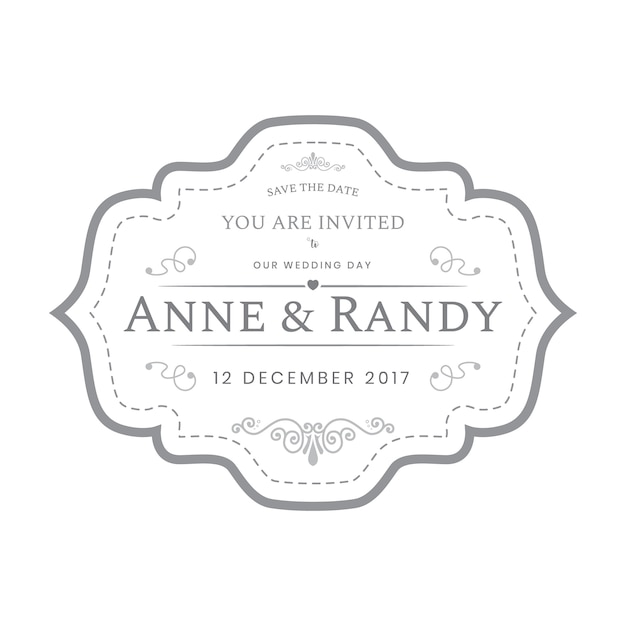 Vintage wedding labels template in white color