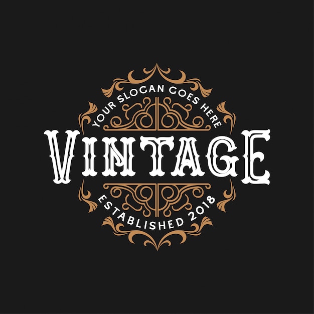 Vettore design del logo matrimonio vintage