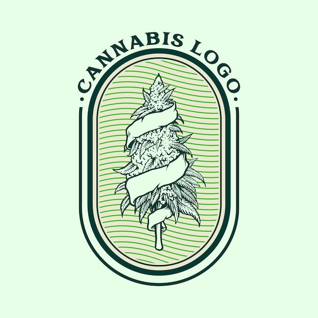 Vector vintage weed logo cannabis